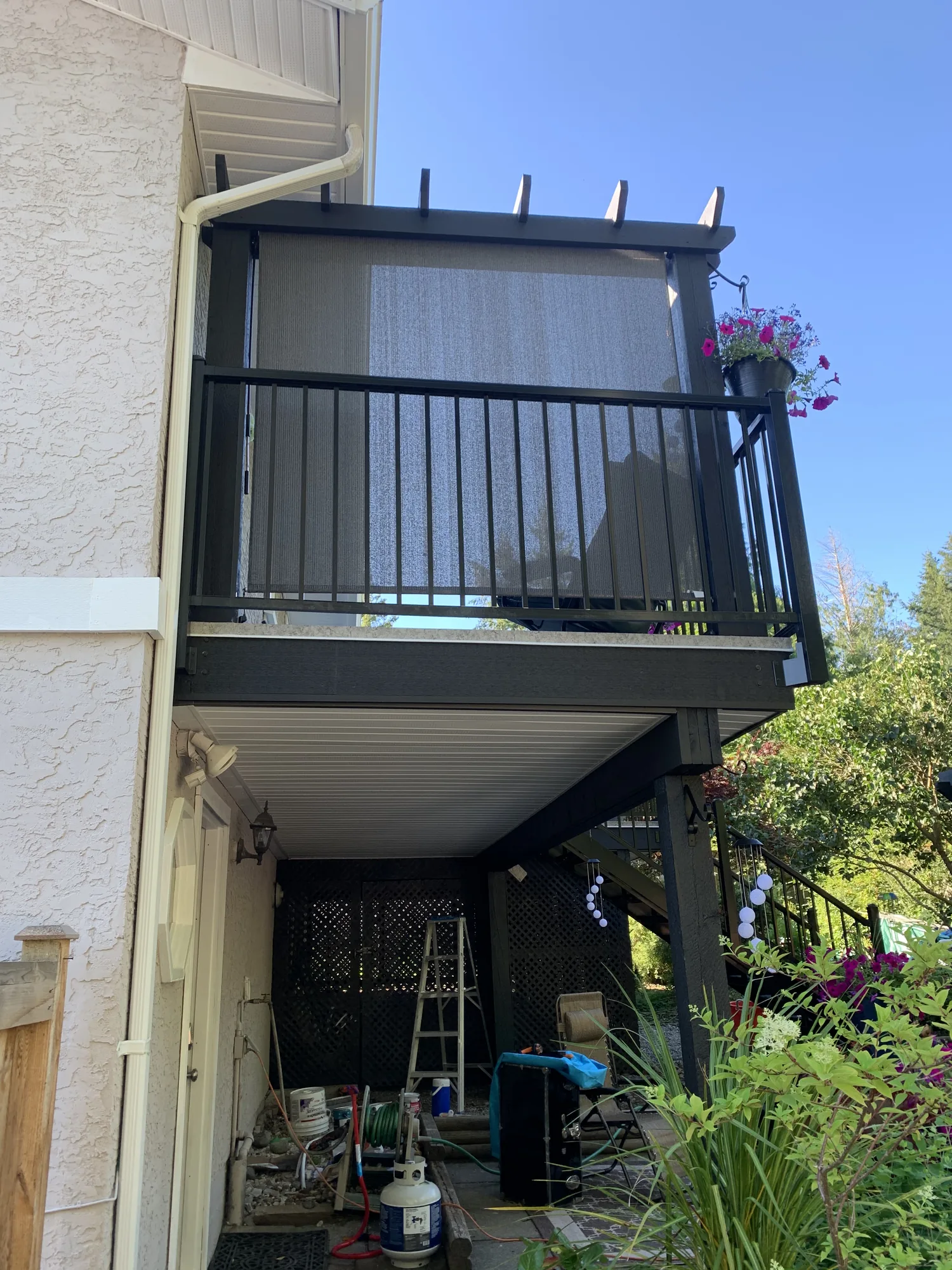 Small balcony with black railing