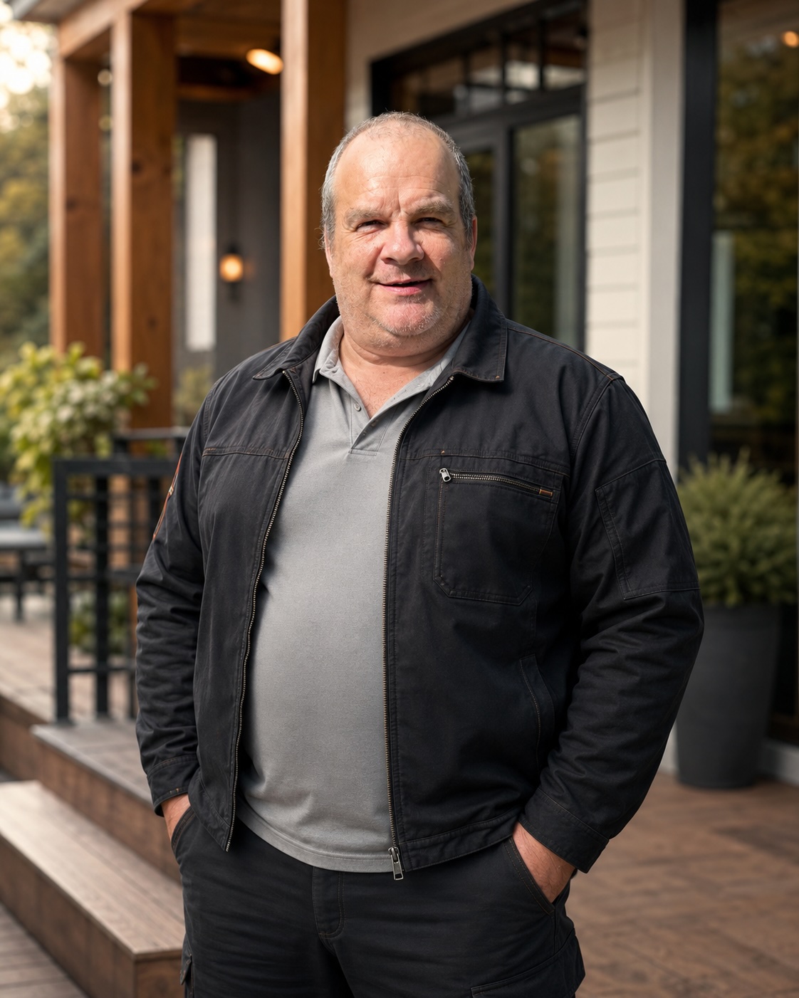 Daniel Fortier, owner of Artful Renovations, standing on a finished deck